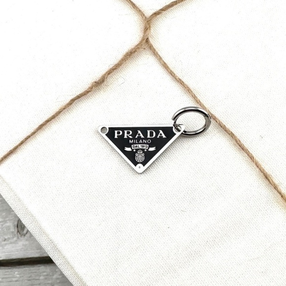 AUTHENTIC Black Prada charm with unbranded sterling silver necklace. - Picture 5 of 8